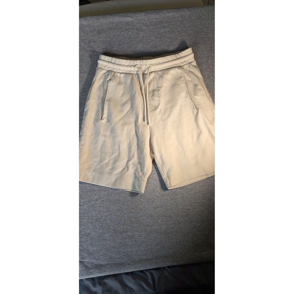 Zara Man Cream Off White Drawstring Sweat Shorts Size Small S Casual Lounge
